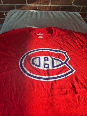 Fanatics Red Montreal Canadiens Logo Tee with White and Blue Crest